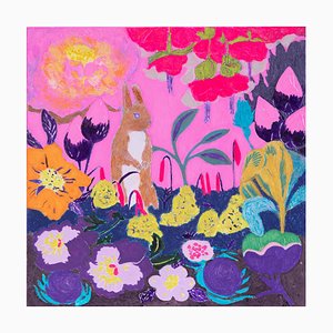 Minako Asakura, Squirrel in the Field of Flowers, 2022, Acrylic & Watercolour on Paper on Wood-CHG-1315833