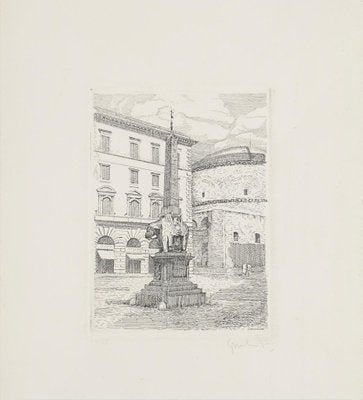 Minerva Square - Original Etching by Giuseppe Malandrino - 1970s 1970s-ZCI-779343