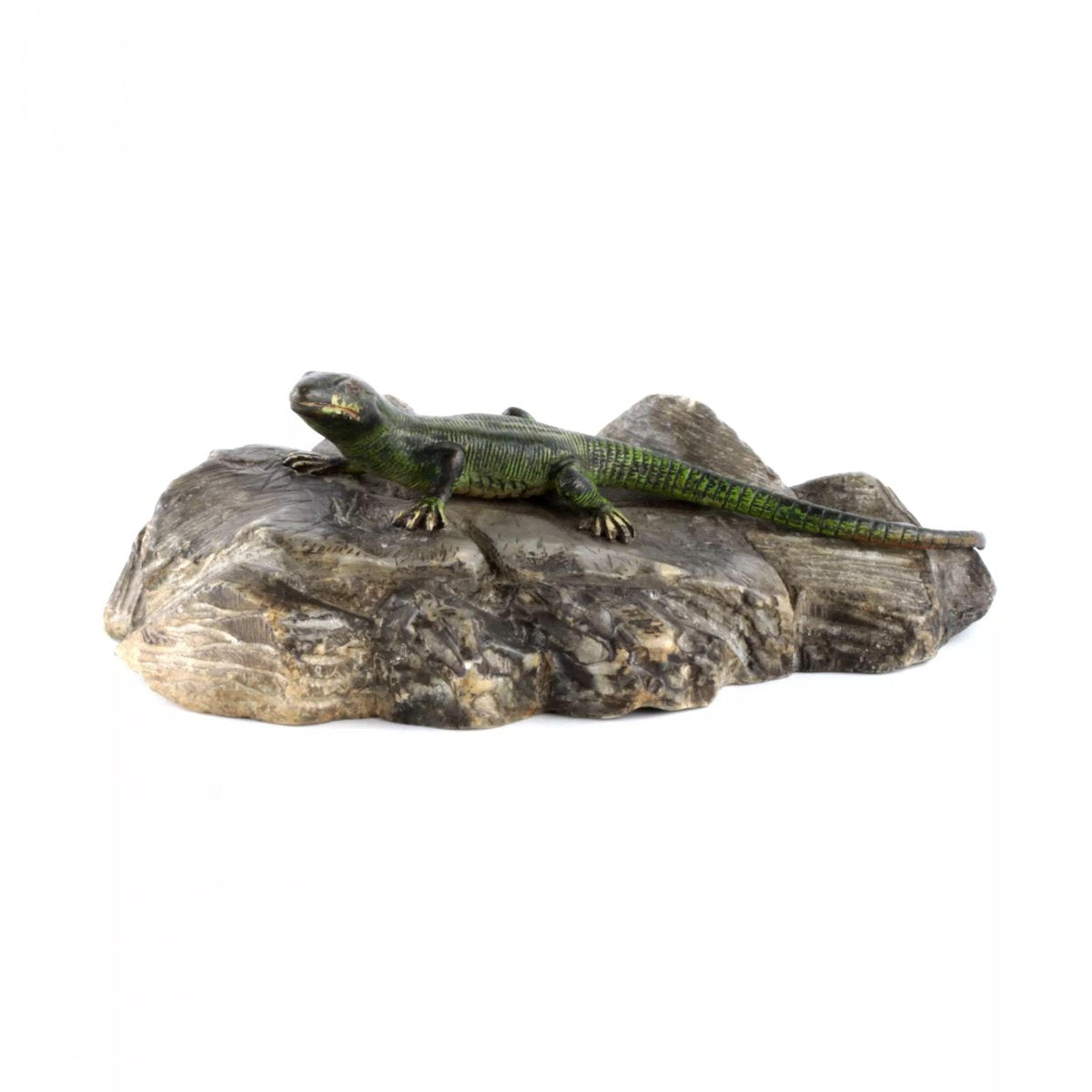 Miniature Bronze Lizard on a Stone