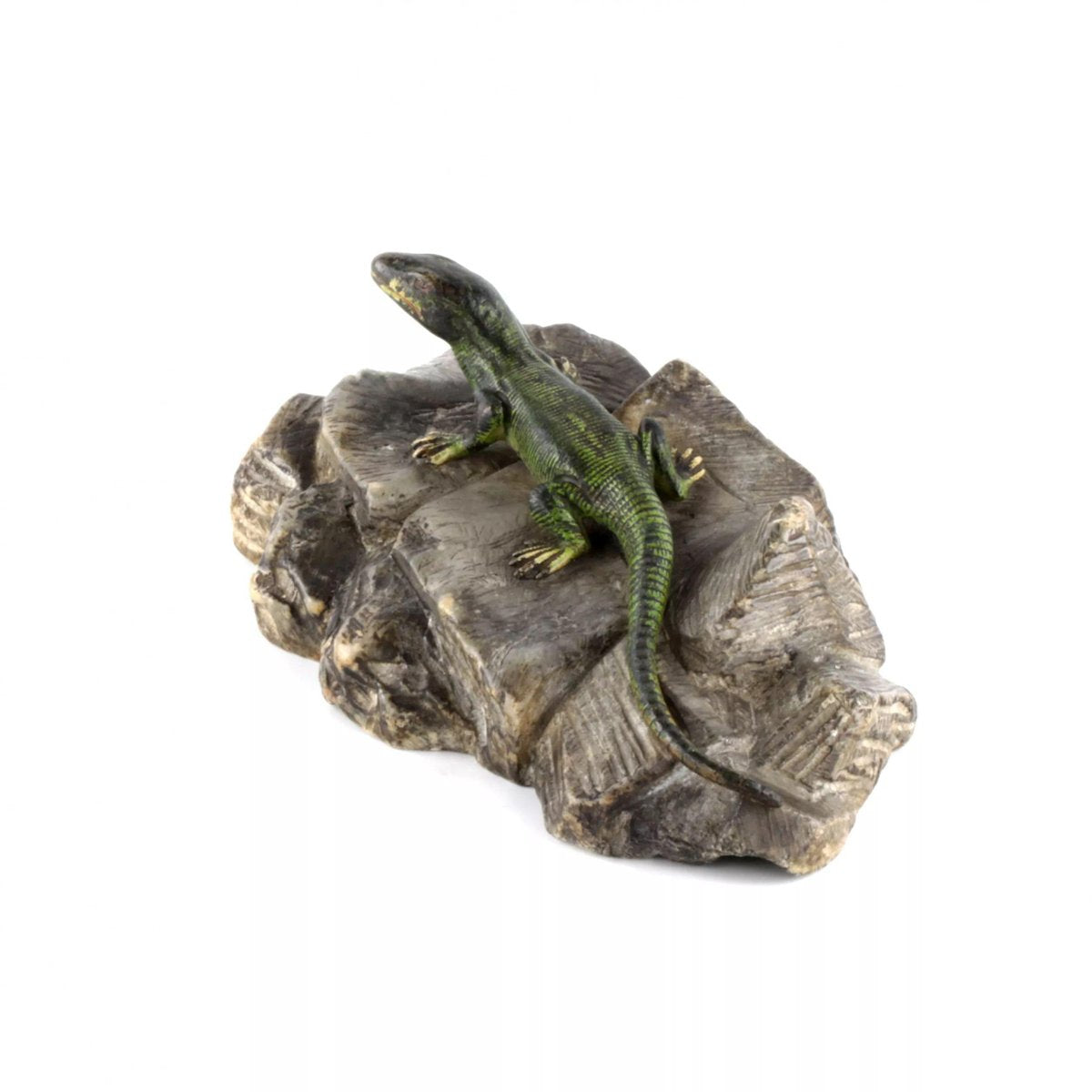 Miniature Bronze Lizard on a Stone