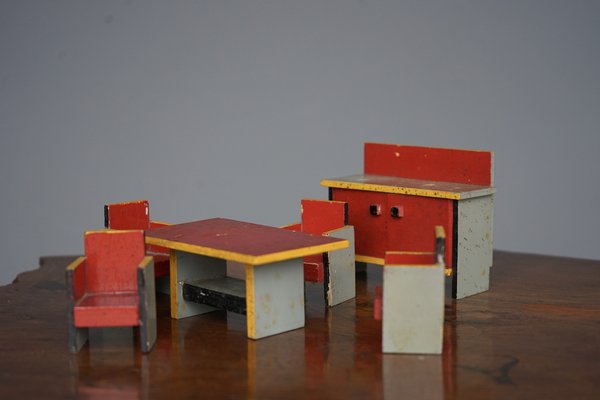 Miniature Dining Room Set by Ko Verzuu for Ado, 1930s, Set of 6-MB-1782209