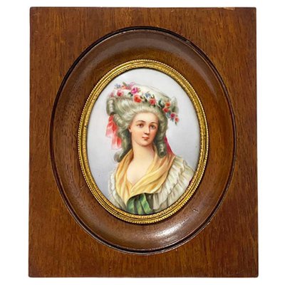 Miniature Framed Portrait of a Lady Painted on Porcelain-UCH-1224269