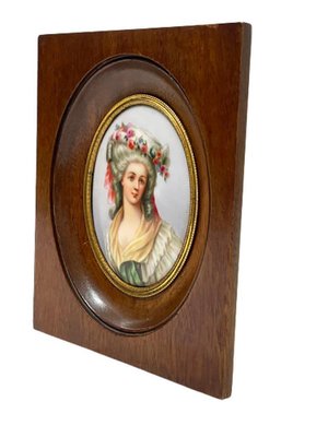 Miniature Framed Portrait of a Lady Painted on Porcelain-UCH-1224269