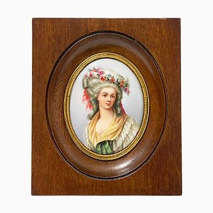 Miniature Framed Portrait of a Lady Painted on Porcelain-UCH-1224269