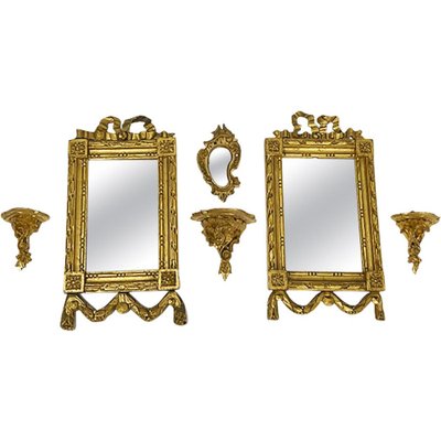 Miniature Giltwood Mirrors and Consoles Set, Set of 6-UCH-1224885