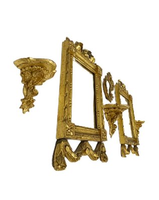 Miniature Giltwood Mirrors and Consoles Set, Set of 6-UCH-1224885