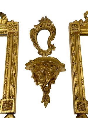 Miniature Giltwood Mirrors and Consoles Set, Set of 6-UCH-1224885