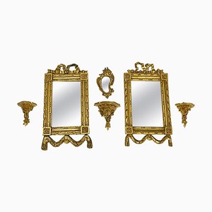 Miniature Giltwood Mirrors and Consoles Set, Set of 6-UCH-1224885