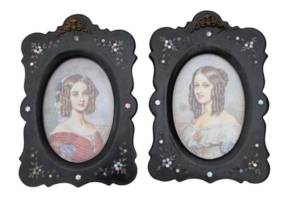 Miniatures of 1st Queen of Belgium Louise d'Orléans, 1830, Set of 2-RIK-1764055