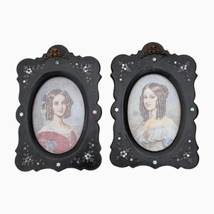 Miniatures of 1st Queen of Belgium Louise d'Orléans, 1830, Set of 2-RIK-1764055