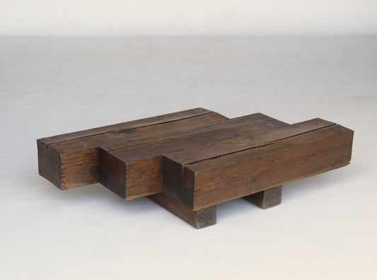 Minimal French Wooden Coffee Table, 1960s