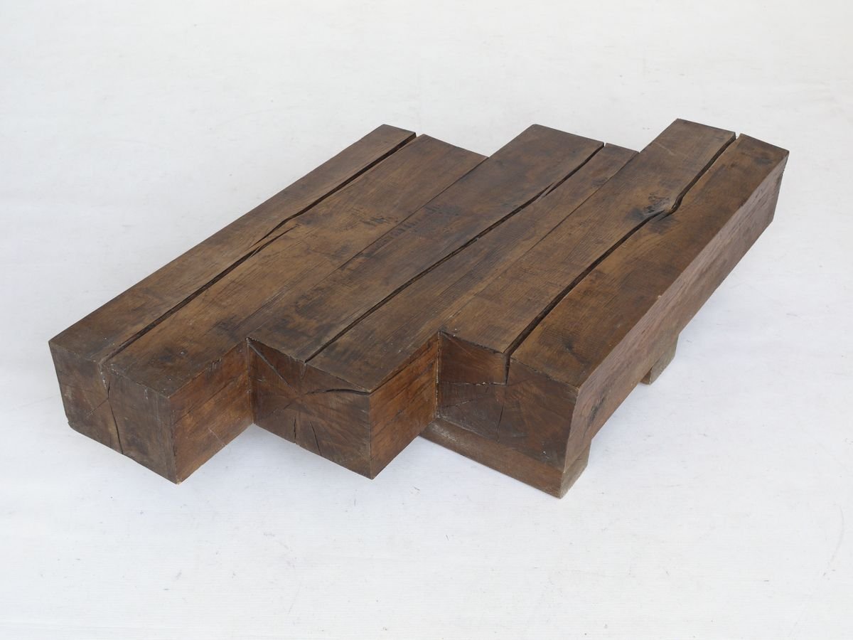 Minimal French Wooden Coffee Table, 1960s