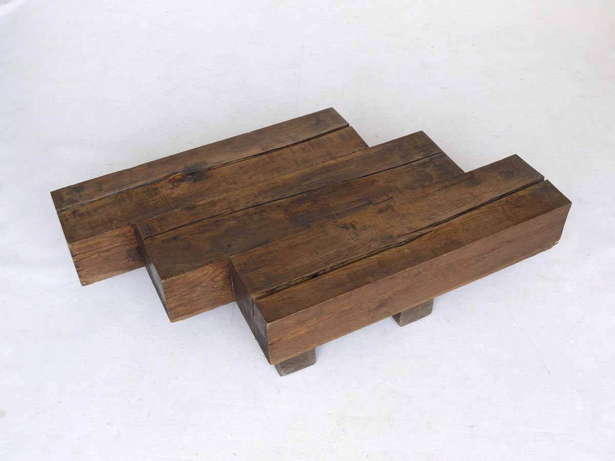 Minimal French Wooden Coffee Table, 1960s