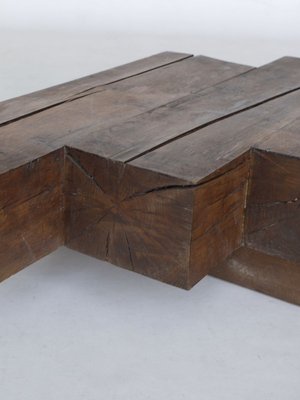 Minimal French Wooden Coffee Table, 1960s