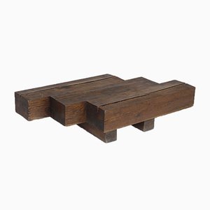 Minimal French Wooden Coffee Table, 1960s-MB-773622