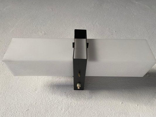 Minimalist 2 Socket Acrylic Shade & Black Metal Sconce, 1970s-RDS-1156804