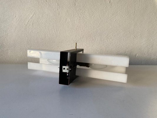 Minimalist 2 Socket Acrylic Shade & Black Metal Sconce, 1970s-RDS-1156804