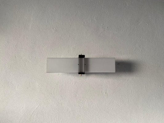 Minimalist 2 Socket Acrylic Shade & Black Metal Sconce, 1970s-RDS-1156804