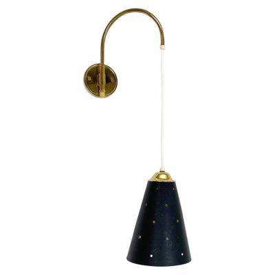 Minimalist Adjustable Brass Wall Hanging Light, Italy, 1960s-QZ-1407782