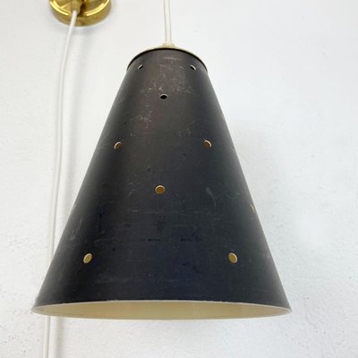 Minimalist Adjustable Brass Wall Hanging Light, Italy, 1960s-QZ-1407782