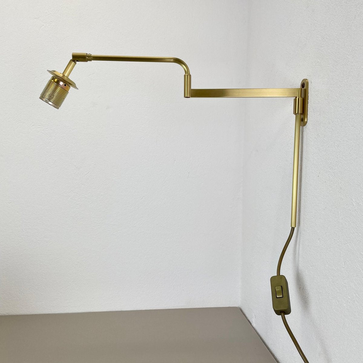 Minimalist Adjustable Swing Arm Brass Wall Light from Stilnovo, Italy, 1970s