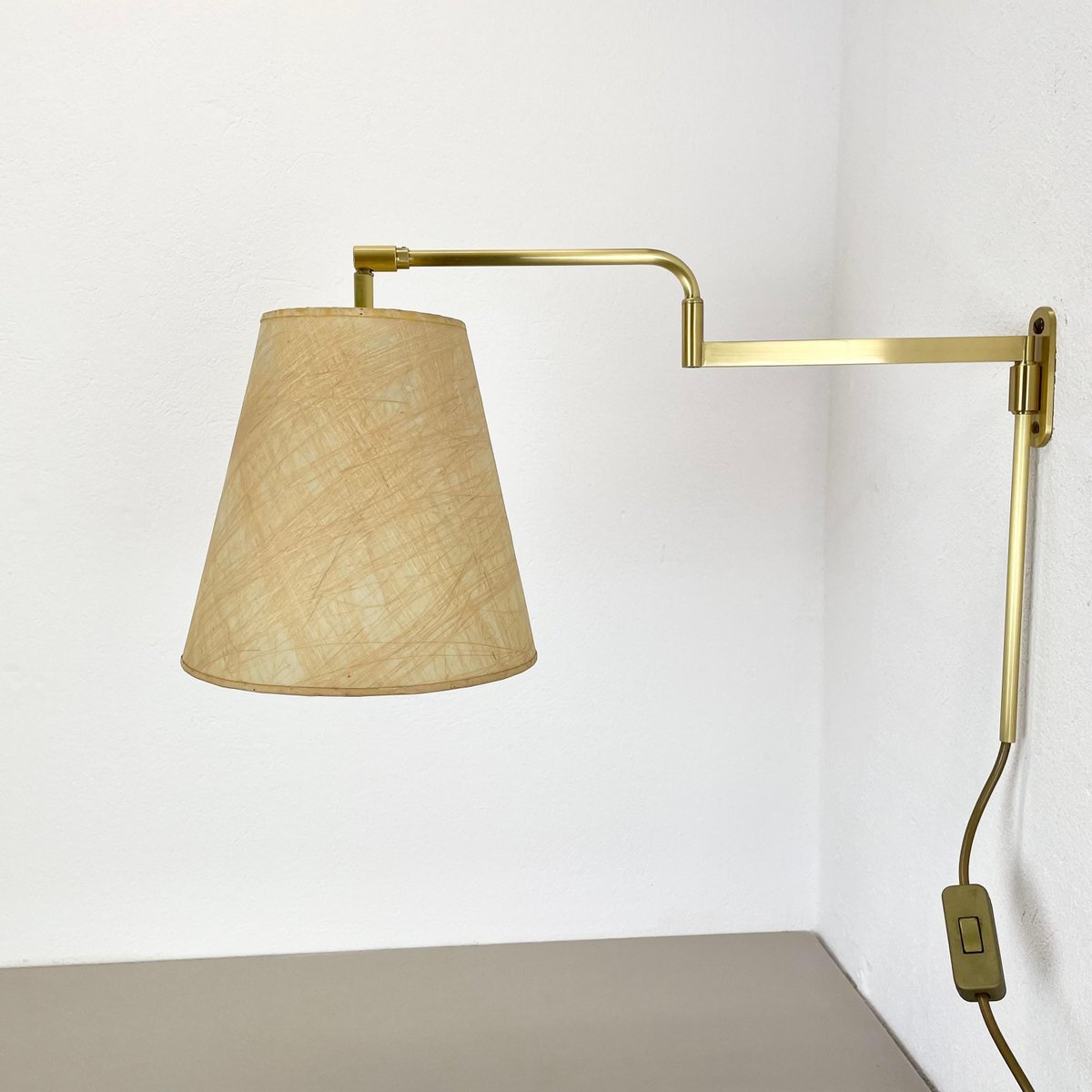 Minimalist Adjustable Swing Arm Brass Wall Light from Stilnovo, Italy, 1970s