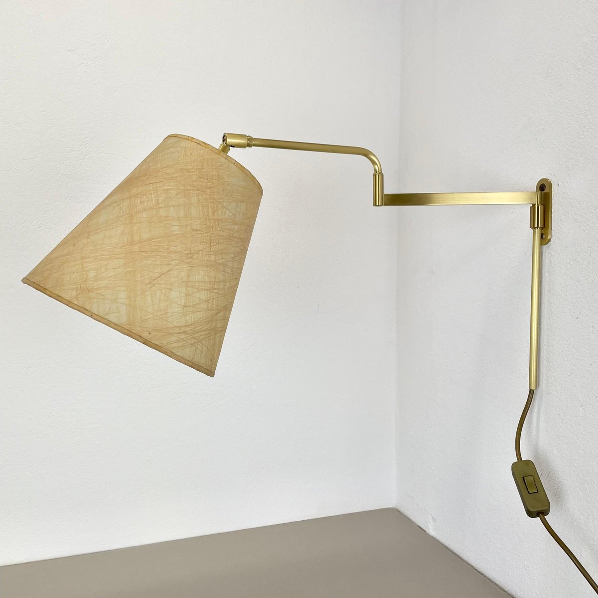 Minimalist Adjustable Swing Arm Brass Wall Light from Stilnovo, Italy, 1970s