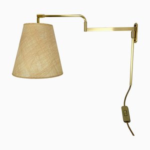 Minimalist Adjustable Swing Arm Brass Wall Light from Stilnovo, Italy, 1970s-QZ-1815003