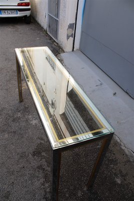 Minimalist Brass and Chrome Console Table, 1970s-EH-796170