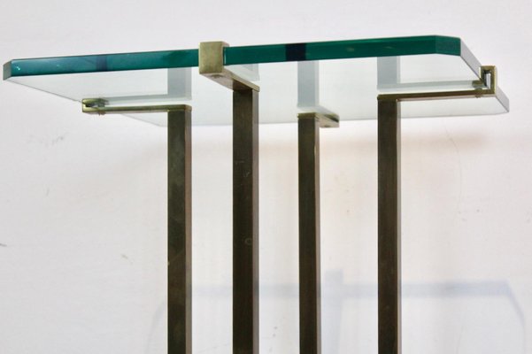 Minimalist Brass and Glass Pedestal Table attributed to Peter Ghyczy, 1970s-MO-1823102