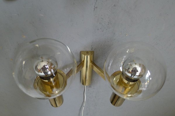 Minimalist Brass Wall Lights with Spheres in Glass from OTT International, 1960s, Set of 3-VRE-769024