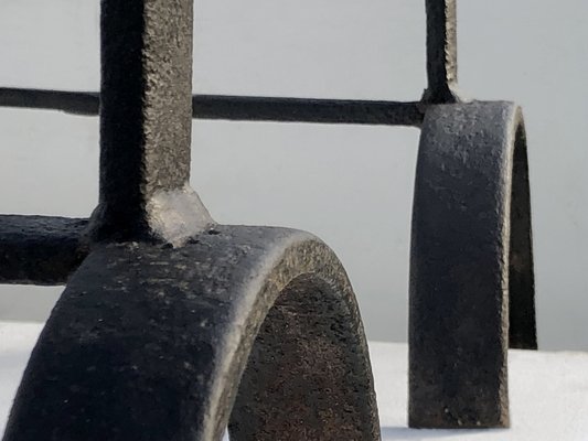 Minimalist Brutalist Wrought Iron Double Andirons, France, 1960s-NLF-2036225