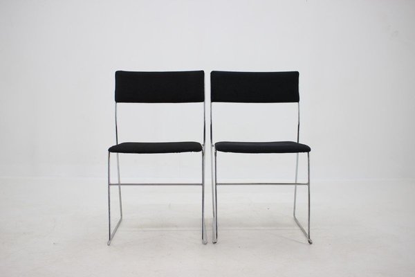 Minimalist Chrome Plated Dining Chairs, Czechoslovakia, 1970s, Set of 4-TZ-913066