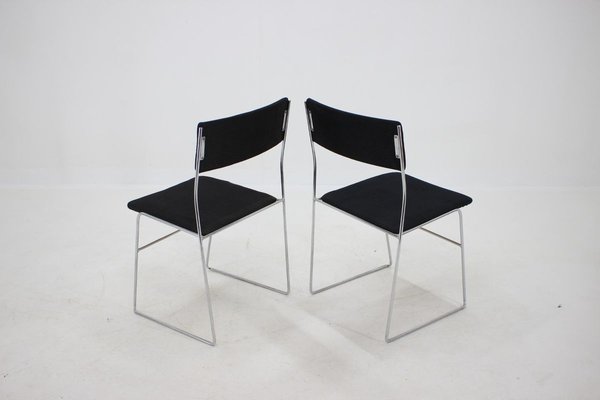 Minimalist Chrome Plated Dining Chairs, Czechoslovakia, 1970s, Set of 4-TZ-913066