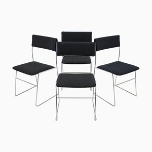 Minimalist Chrome Plated Dining Chairs, Czechoslovakia, 1970s, Set of 4-TZ-913066