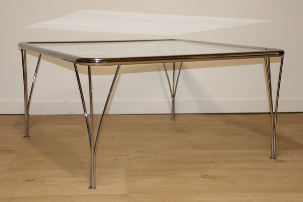 Minimalist Coffee Table in Chromed Glass and Metal, 1970s-IZV-1742570