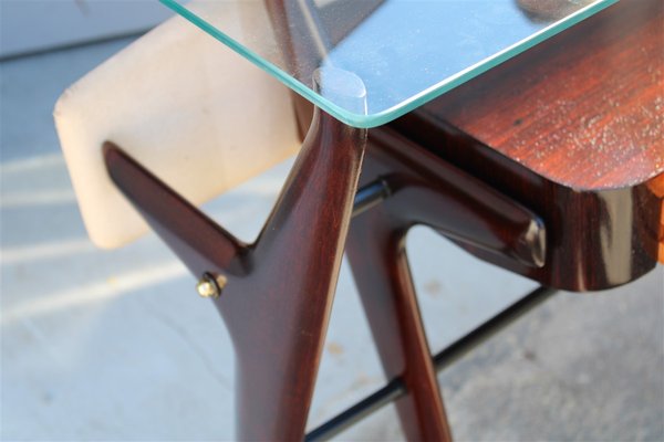 Minimalist Console with Mirror in Mahogany by Vittorio Dassi, Milan, 1950s-EH-1063646