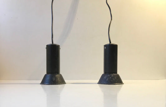 Minimalist Danish Black Ceiling Lamps from Lyfa, 1980s, Set of 2