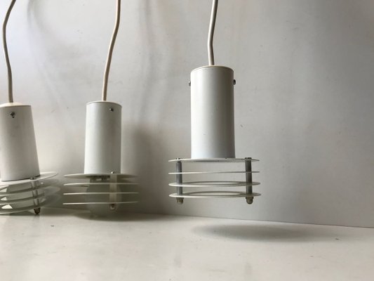 Minimalist Danish White Ceiling Lamps from Lyfa, 1980s, Set of 3