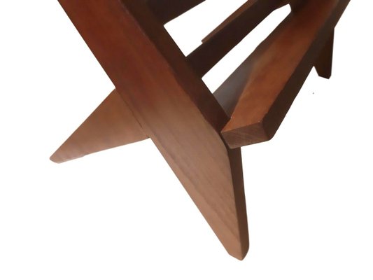 Minimalist French Teak Magazine Rack, 1950s-ES-722553