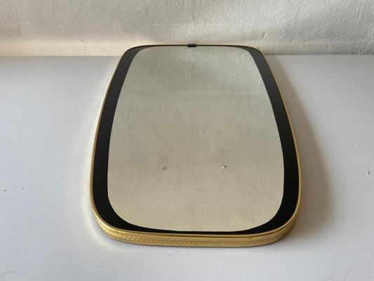 Minimalist German Brass & Black Mirror, 1950s-RDS-1307148