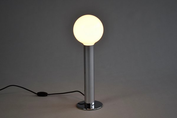 Minimalist Italian Chrome Cylinder Table Lamp, 1970s-IEI-1064995