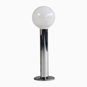 Minimalist Italian Chrome Cylinder Table Lamp, 1970s-IEI-1064995