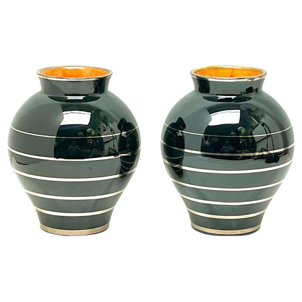 Minimalist La Louvière Vases attributed to Charles Catteau for Boch Frères, 1933, Set of 2