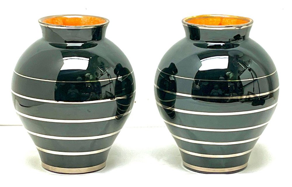 Minimalist La Louvière Vases attributed to Charles Catteau for Boch Frères, 1933, Set of 2