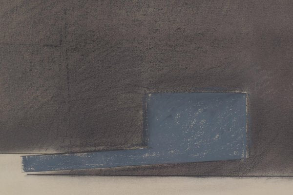 Minimalist Landscape in Grey and Blue, 1985, Pastel & Pencil on Paper-AOI-1106930