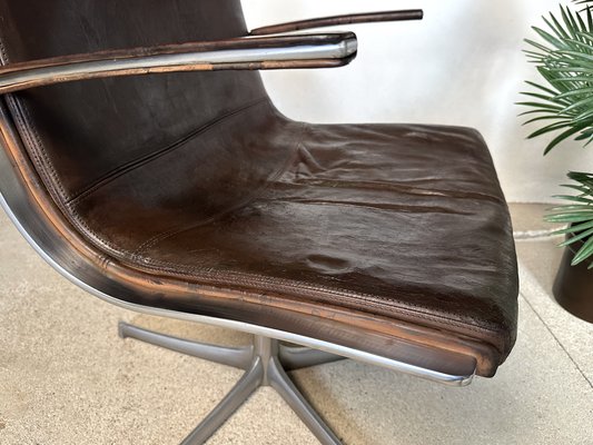 Minimalist Leather Logos Side Chair by Walter Knoll, Germany, 1970s-JP-1778463