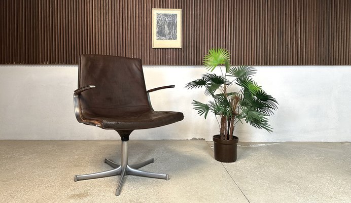 Minimalist Leather Logos Side Chair by Walter Knoll, Germany, 1970s-JP-1778463