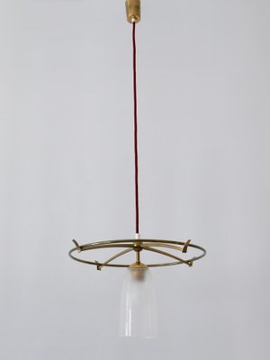 Minimalist Mid-Century Modern Brass & Glass UFO Pendant Lamp, Germany, 1950s-WPT-1063796