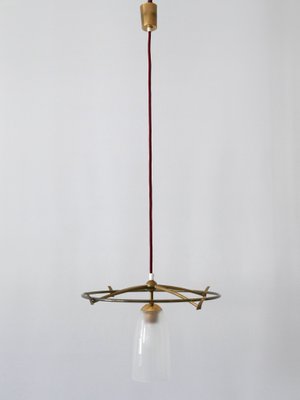 Minimalist Mid-Century Modern Brass & Glass UFO Pendant Lamp, Germany, 1950s-WPT-1063796